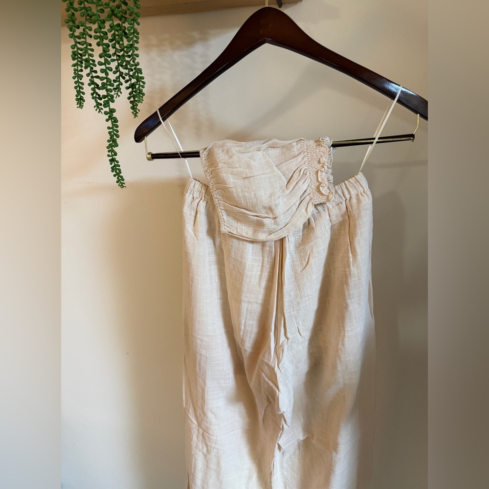 Neutral Cream Linen-Blend Two Piece Set
